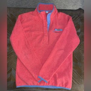 Women’s Columbia PFG T-Snap Pink/Periwinkle Trim Fleece Pullover - Size Medium